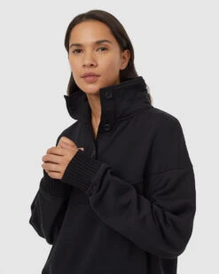 Tentree Milner Mock Neck -Tentree Store Black 14 Snap Color Block Fleece Sweatshirt TCW5953 0164 3