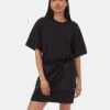 Tentree SoftTerry Light Contrast Dress 2 Tentree SoftTerry Light Contrast Dress -Tentree Store Black Crew Neck Drawcord Shortsleeve Mini Dress TCW5695 0379 3
