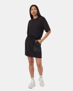 Tentree Store -Tentree Store Black Crew Neck Drawcord Shortsleeve Mini Dress TCW5695 0379 6