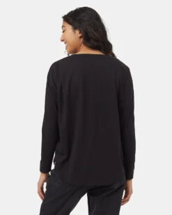 Tentree Plateau Longsleeve -Tentree Store Black Crew Neck Flowy Long Sleeve Top TCW5728 0164 4