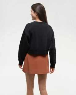 Tentree Bluffs Cropped Crew -Tentree Store Black Crew Neck Oversized Cropped Sweatshirt TCW6238 0164 4