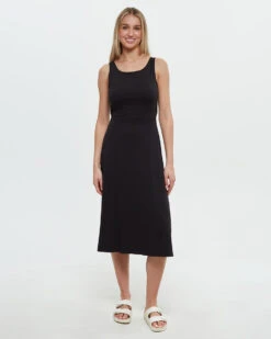 Tentree Cavell Dress 7 Tentree Cavell Dress -Tentree Store Black Cut Out Back Fit Flare Dress TCW6214 0164 3