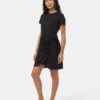 Tentree TreeBlend Tie Front Dress 2 Tentree TreeBlend Tie Front Dress -Tentree Store Black Knee Length Crew Neck Shortsleeve Wrap Dress TCW5689 0164 1