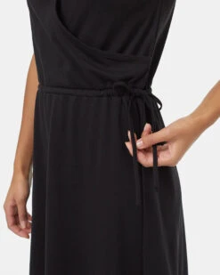 Tentree TreeBlend Wrap Front Dress 11 Tentree TreeBlend Wrap Front Dress -Tentree Store Black Knee Length V Neck Wrap Front Dress TCW6067 0164 3