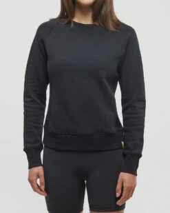 Tentree Elm Crew 9 Tentree Elm Crew -Tentree Store Black Reglan Sleeve Crewneck Fleece Sweatshirt TCW6182 0164 3