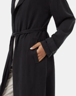 Tentree Tencel Trench 10 Tentree Tencel Trench -Tentree Store Black Relaxed Belted Midi Length Trench Coat TCW5711 0164 4