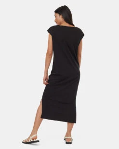 Tentree TreeBlend V-Neck Midi Dress 9 Tentree TreeBlend V-Neck Midi Dress -Tentree Store Black Relaxed V Neck Cap Sleeve Midi Length Dress TCW5706 0164 1