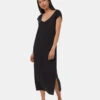 Tentree TreeBlend V-Neck Midi Dress 1 Tentree TreeBlend V-Neck Midi Dress -Tentree Store Black Relaxed V Neck Cap Sleeve Midi Length Dress TCW5706 0164 5