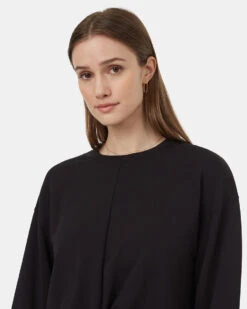 Tentree Tatlow Fleece 10 Tentree Tatlow Fleece -Tentree Store Black Ribbed Crew Neck Twisted Front Sweatshirt TCW5716 0164 3