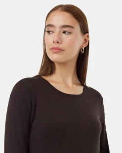 Tentree Soft EcoTerry Shirttail Dress 10 Tentree Soft EcoTerry Shirttail Dress -Tentree Store Black Shirttail Hem Knee Length Long Sleeve Dress TCW5360 0164 3