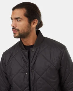 Tentree Diamond Padded Bomber Jacket -Tentree Store Black Water Resistant Quilted Bomber Jacket TCM5447 0164 4