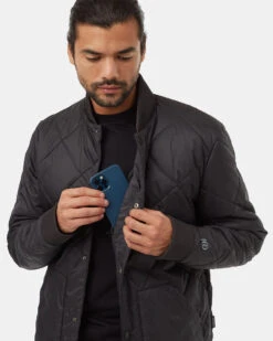 Tentree Diamond Padded Bomber Jacket -Tentree Store Black Water Resistant Quilted Bomber Jacket TCM5447 0164 5