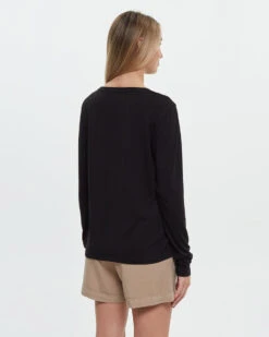 Tentree Belwood Longsleeve 7 Tentree Belwood Longsleeve -Tentree Store Black Womens Basic Longsleeve T Shirt TCW3603 0164 2