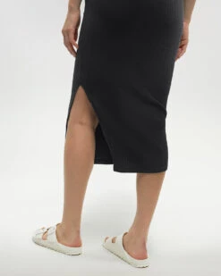 Tentree Walden Skirt -Tentree Store Black Womens High Rise Midi Skirt TCW4695 0164 1
