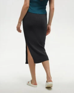 Tentree Walden Skirt -Tentree Store Black Womens High Rise Midi Skirt TCW4695 0164 2