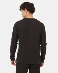 Tentree Freemont Henley 8 Tentree Freemont Henley -Tentree Store BlackMen sButtonWaffleKnitSweatshirt TCM2568 0164 4