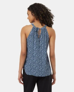 Tentree EcoWoven Crepe Cypress Tank -Tentree Store Blue Halter Neck Lightweight Tank Top TCW5872 3339 3
