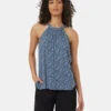 Tentree EcoWoven Crepe Cypress Tank 2 Tentree EcoWoven Crepe Cypress Tank -Tentree Store Blue Halter Neck Lightweight Tank Top TCW5872 3339 6