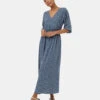 Tentree EcoWoven Crepe Maxi Dress 2 Tentree EcoWoven Crepe Maxi Dress -Tentree Store Blue Raglan Blouson Sleeve Patterned Maxi Dress TCW5973 3339 5