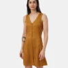 Tentree Cami Dress 1 Tentree Cami Dress -Tentree Store Brown V Neck Buttoned Knee Length Tank Dress TCW6091 0061 2
