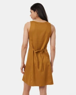 Tentree Cami Dress -Tentree Store Brown V Neck Buttoned Knee Length Tank Dress TCW6091 0061 4