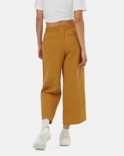 Tentree TreeLinen Billow Pant -Tentree Store Brown Womens Cropped Wide Leg Trousers TCW3207 0061 2