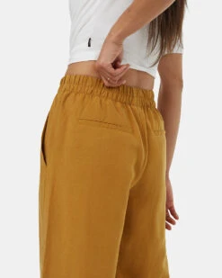 Tentree TreeLinen Billow Pant -Tentree Store Brown Womens Cropped Wide Leg Trousers TCW3207 0061 4