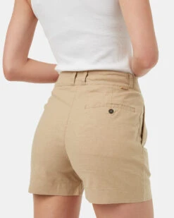Tentree Pleated High Waisted Shorts -Tentree Store Brown Womens Hemp Pleated High Waisted Shorts TCW5133 2414 4