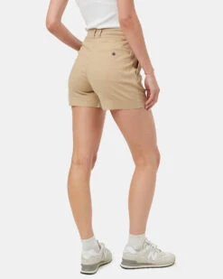 Tentree Pleated High Waisted Shorts -Tentree Store Brown Womens Hemp Pleated High Waisted Shorts TCW5133 2414 5