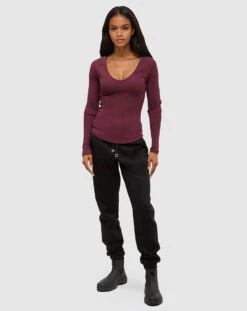 Tentree Madison Longsleeve 6 Tentree Madison Longsleeve -Tentree Store Burgundy Slim Ribbed Edge Longsleeve Shirt TCW6247 5596 3