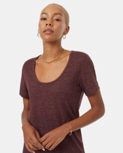 Tentree Hemp Scoop Neck T-Shirt -Tentree Store Burgundy Women s Hemp Scoop Neck Top TCW4318 2050 3