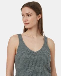 Tentree Highline Boucle Sweater Tank -Tentree Store Green Cotton V Neck Sweater Tank Top TCW5712 3180 3