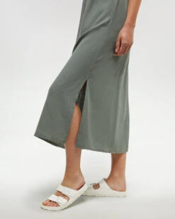 Tentree Gabriola Dress 11 Tentree Gabriola Dress -Tentree Store Green Fit Flare Tie Front Maxi Dress TCW6212 1480 2