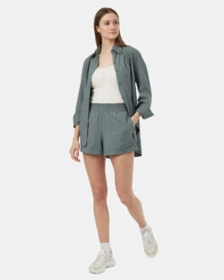 Tentree Store -Tentree Store Green High Rise 3 Woven Shorts TCW5675 3180 1