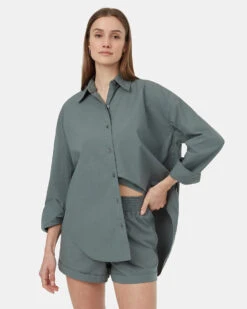 Tentree EcoStretch Cotton Oversized Shirt 11 Tentree EcoStretch Cotton Oversized Shirt -Tentree Store Green Organic Cotton Oversized Collared Shirt TCW5727 3180 4