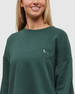 Tentree Boreal Wildlife Oversized Crew -Tentree Store Green Oversized Graphic Printed Crew TCW6309 5853 2