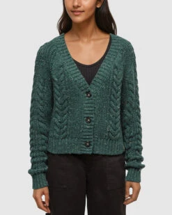 Tentree Stillwater Cardigan 9 Tentree Stillwater Cardigan -Tentree Store Green Relax Cotton Blend Fleck Woven Cardigan TCW6317 5803 2