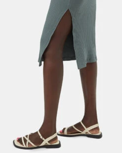 Tentree Rib Square Neck Dress 11 Tentree Rib Square Neck Dress -Tentree Store Green Rib Square Neck Slim Fit Midi Dress TCW5691 3180 3