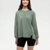 Tentree Sooke Crew 1 Tentree Sooke Crew -Tentree Store Green Ribbed Crew Neck Oversized Fleece Sweatshirt TCW5717 1480 1