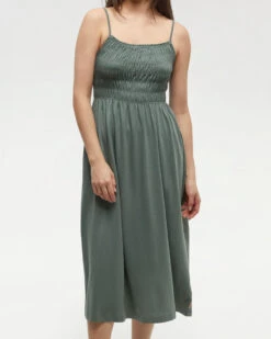 Tentree Driftwood Dress 9 Tentree Driftwood Dress -Tentree Store Green Womens Mid Length Smocked Dress TCW5864 1480 1