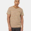 Tentree TreeBlend Stripe Button Pocket T-Shirt 2 Tentree TreeBlend Stripe Button Pocket T-Shirt -Tentree Store Oatmeal Crew Neck Shortsleeve Striped T Shirt TCM5774 3352 2