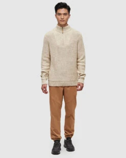 Tentree Store -Tentree Store Oatmeal Regular Organic Cotton Fleck Half Zip TCM6291 5634 3