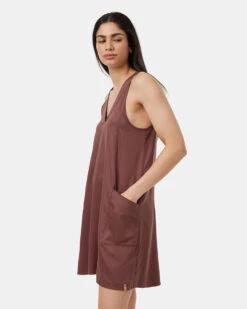 Tentree Tencel Swing Dress 12 Tentree Tencel Swing Dress -Tentree Store Red V Neck Racer Back Knee Length Dress TCW6079 1366 4