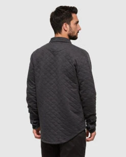 Tentree Quilted Colville Shacket -Tentree Store TCM2676 0451 meteorite black heather colville quilted shacket 1