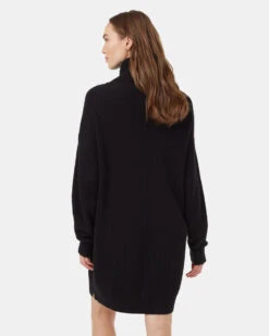 Tentree Highline Oversized Turtleneck Dress 8 Tentree Highline Oversized Turtleneck Dress -Tentree Store TCW5362 Black Turtleneck Knee Length Oversized Fit Dress 2