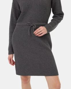 Tentree Highline Drawstring Sweater Dress 12 Tentree Highline Drawstring Sweater Dress -Tentree Store TCW5363 Grey Drawstring Sweater Knee Length Long Sleeve Dress 4