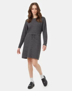 Tentree Highline Drawstring Sweater Dress 13 Tentree Highline Drawstring Sweater Dress -Tentree Store TCW5363 Grey Drawstring Sweater Knee Length Long Sleeve Dress 5