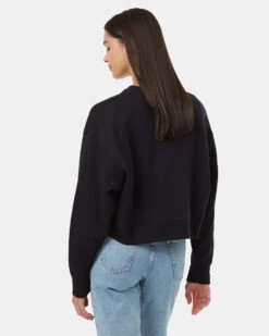 Tentree TreeFleece Oversized Cropped Crew 7 Tentree TreeFleece Oversized Cropped Crew -Tentree Store TCW5636 Black Organic Cotton Crew Neck Oversized Cropped Sweatshirt 2