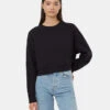 Tentree TreeFleece Oversized Cropped Crew -Tentree Store TCW5636 Black Organic Cotton Crew Neck Oversized Cropped Sweatshirt 3