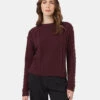 Tentree Highline Wool Cable Crew -Tentree Store TCW5909 Burgundy Women s Knit Wool Ribbed Jumper 4